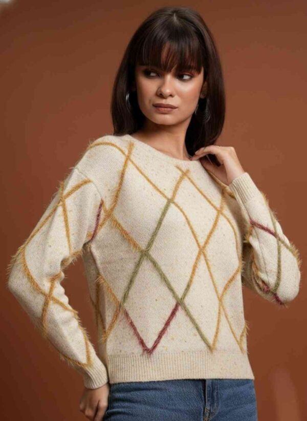 Geometric Self Designed Acrylic Pullover