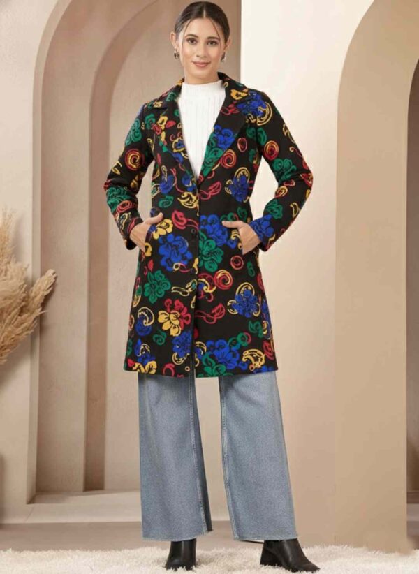 Women Notched Lapel Single Breasted Overcoat