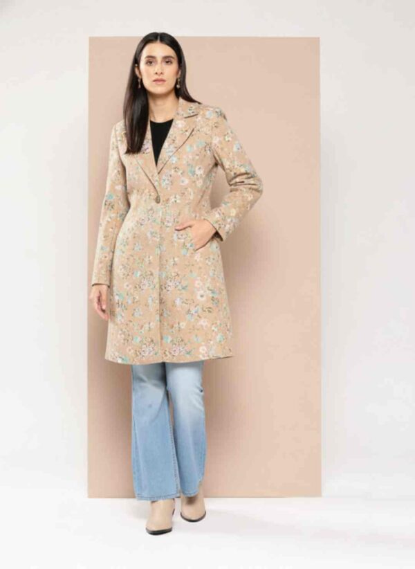 Solid Lapel Collar Over Coat