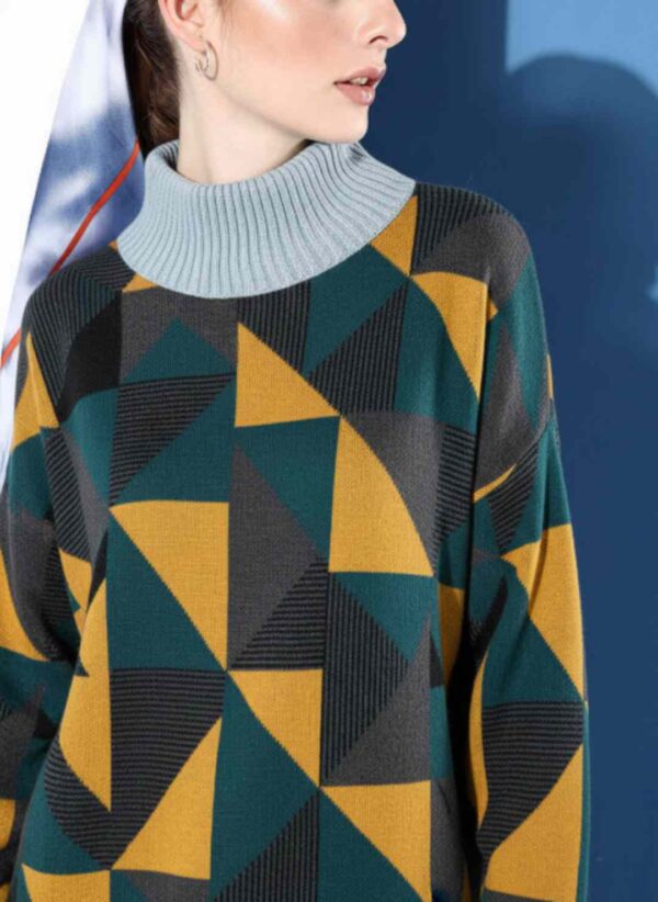 Women Blue Solid Acrylic Pullover